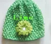 10pcs baby waffle crochet hats hair flowers clips sunny soft toddler beanie with 2" mini daisy flower stretch caps feshion hot sell MZ9112