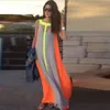 2016 Sommar Casual Klänningar Ljus Färg Patchwork Ärmlös Sundress Big Kjol Lös lång Klänning Billiga Kvinnor Maxi Klänningar