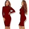 Vestidos de festa Atacado - Haoyuan mulheres sexy ver através do clube dress bodycon manga longa slim rayon bandagem midi outono noite vestido1