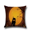 Skräck Halloween Pumpa Natt Slott Kudde Väskor Halloween Style Witch Bat Owl Linne Kuddehölje Hem Dekorativ kuddefodral Gift Ylcm