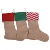 Canvas Christmas Stocking Presentkassar Kanfas Jul Xmas Decor Strumpor Dekorativa Socks Väskor C077