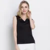 Moda 100% Silk Knit Mulheres Sem Mangas De Camisola De Camisola De Cabeca De Pescoço Vest Top Blusa Top Tamanho M L XL XXL