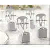 100 st Silver Chair Bomboniere Godis Box Bröllop Favor Gåva Hot med Ribbon Välj färg eller guld