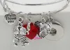 Interchangeable Metal 18mm Snap Jewelry Valentine I Love You Heart Charm Adjustable Expandable Wire Snap Bangle bracelets for women Jewelry