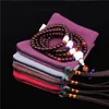Professionell Plain Color Zipper Handduk Väska Smycken Förvaringsväska Med Handled Rope Purse Män Buddha Bead Armband Halsband Förpackning Påse