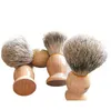 Brosse de rasage de cheveux de coiffure professionnelle Broise de rasage à poignée en bois naturel Brosse de rasage des cheveux pour hommes Gift Barber Tool Mens Fa8598636