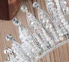 Luksusowy Clear Crystal Bridal Tiara Wysoka jakość oszałamiająca Shinny Big Pageant Crown Epacket Brithday Party Po Hair Akcesoria