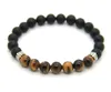 New Men and Women's Bracelet, 8mm High-grade Matte Agate with Classic Blue Sea Sediment Stone and Tiger Eye Stone Beads