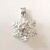 Kerstmis sneeuwvlok stijl medaillon kooi hanger, kan open parel kraal hanger monteren voor diy ketting armband mooie charmes