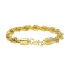 Реальный золотой посеребренный браслет для мужчин Предметы Ссылка модный 10 мм 22см веревочные браслеты ювелирные изделия