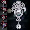 Rhinestone Crystal Water Drop Brosches Pins Business Suit Dress Tops Corsage Scarf Clips For Women Men Wedding Jewelry Gift Will and Sandy