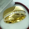 R250MA Man 18KT Gold Tone Rvs Engagement Trouwring SZ8-15