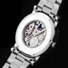 Vencedor Blue Ocean Fashion Designer casual Stainless Steel Men Skeleton Watch Watches Mens Relógio Mecânico de Luxo de Luxúria Relógio de Relógio do vento