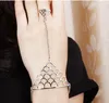 Triangle Bracelet ring Punk Metal Gold Silver Plated Triangle Shape Spike Chain Hand Finger Ring Bracelet Vintage Bangle Jewelry