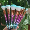 7pcs Elmas Makyaj Fırçalar Seti Profesyonel Fosforlu Fırçalar Kapatıcı Yukarı Fırça Seti Mermaid Fırçalar Kit Yap