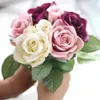 Ipek çiçek düğün buket güller yapay çiçekler sonbahar canlı ev dekorasyon için sahte yaprak düğün çiçekleri buketleri