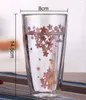 Jankng 1 stks Unbreakable Silicone Flower Clear Cup Rode Wijn Dubbele Wall Glas Cup Glaswerk Bar Reizen Fles Meisjes Gift