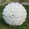 Hot 25 CM 10 Inch Artificial White Rose Silk Flower Kissing Balls Hanging Ball For Christmas Ornaments Wedding Party Decorations Supplies