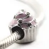 Sweet Cupcake, Light Pink Enamel Clear CZ 100% 925 Sterling Silver Perles Fit Pandora Bracelet Bracelet Bijoux de mode DIY authentiques