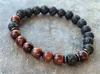 SN1083 Natural Men's Lava Red Tiger Eye Armband New Design Yoga Mala Pärlor Armband Buddhist Meditation Chakra Jewelry243y