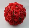 Elegant 10 "25 cm Konstgjord Rose Silk Blomma Leaf Kissing Balls För Jul Ornament Bröllopsfest dekorationer Tillbehör
