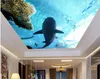Carta da parati 3d foto personalizzata adesivo da parete murale non tessuto 3 d squali oceanici corallo soffitto pittura murale 3d parete murales carta da parati