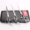 3PCS SUPPEN 7 "JP 440C Lila Dragon Professional Husdjur Hundhår Grooming Saxar Skärare + Tunna Scissor + Up Curved Shears Z3003