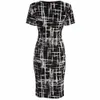 Women's 2016 Spring Summer Printed Outfits Ladies Work Office Business Short Sleeve Pencil Bodycon dashiki Dress