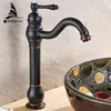 Europeisk stil bänkskiva badrum handfat kran bassäng mixer kran en hål olja gnidas brons varmt och kallt vatten gratis frakt 9201