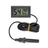 FY-12 Digital Thermometer Hygrometer Mini Portable Black LCD Display Temperature Humidity Meter Embedded with 1.5M Wire For Home Industry