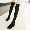 2017 neue über knie stiefel weibliche flache stretch wolle pullover socken stiefel frauen herbst winter lange reifen student schuhe College stil