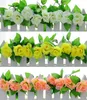 2,5 m 8,2 ft künstliche Seide Rose Blume Efeu Ranke Blatt Girlande Hochzeit Party Home Decor Weihnachten Indoor Outdoor Dekoration Rattan bunt