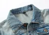 Jeans Vest rasgado Jacket Denim homens coreano Slim Fit mangas 2018 Brasão Verão New Style Jeans Masculino 6XL