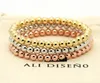 Wholesale 10pcs/lot 6mm 24K Real Gold, Rose Gold, Platinum Plated Round Copper Beads Men Woman Birthday Gifts Stretch Bracelet