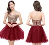 $39.9 New Cheap 7 Colors Mini Short Homecoming Dresses 2020 Little Black Lace Appliques Tulle Cocktail Burgundy Prom Party Gowns CPS411