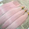 Rosa Menschenhaar-Bündel mit Spitze-Schließung Malaysische Jungfrau-Menschenhaar-Einschlagfäden mit rosa Spitze-Schließung gebleichte Knoten-freies Einkaufen