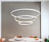 Cirkulär Modern LED Pendant Lampa Dubbelglöd Ljus Ljus Aluminium Hängande Drophlights för att äta vardagsrum Inomhusljus