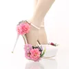 Moda Çiçek Gelin Elbise Ayakkabı Platformu Resmi Elbise Ayakkabı Ayak Bileği Sapanlar Ile Yeni Tasarımcı Parti Balo Süper Yüksek Topuklu Pompalar