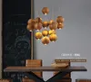 Contemporary Wood Ball Pendant Lamp G4 ljuskronor Belysning 3/7/10 / 16Heads för vardagsrum Matsal Restaurang Lighting Fixture