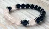 SN1037 Bracelet Mala de Yoga Design de mode Quartz Rose avec Bracelet en Agate noire bijoux populaires Whole290z