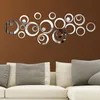 Silver Gold Cricle Wall Sticker Happy Mirror Ring Real Modern Acrylic Mirror 3D Wall Stickers Promotion Home Decoration Background Decor 20