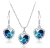 Titanic Women Austria Crystal Heart Necklace Drop Earrings Jewelry Set Ocean Heart Crystal Set Fashion Crystal Jewelry