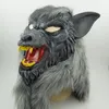 On Sale Halloween mask Creepy Black Wolf Yellow Teeth Fierce Open Mouth Wolf Horror animal mask free shipping
