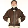 B3 shearling Leather jacket Bomber Fur pilot World II Flying aviation Air Force