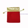 Small Red Velvet Jewelry Pouch, Gift Packaging Bags Gold Organizer 7*9CM 100pcs