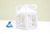 100pcs Laser Cut Hollow Bride&Groom Flower Candy Box Chocolates Boxes With Ribbon For Wedding Party Baby Shower Favor Gift