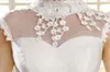 Блестящее бальное платье с высокой горловиной Свадебные платья Принцесса Sheer Cap Рукава Кристаллы Кружева Аппликации Блестки Тюль Корсет Свадебные платья