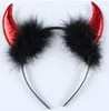 Jul Hårbåge Plysch Ox Horn Djävul Pannband Halloween Cosplay Festrekvisita Head Wear Dansboll konsertfans Favors