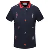 Plus 3XL Maat Multi Borduurwerk Polo Shirts Man Mode Ontwerp Geribbelde Mouwen Split Zoom Stretch Polo's Top Man