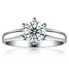 1CT New Women Classic Luxury Jewelry 925 Sterling Silver Round Cut Solitaire CZ Diamond Gemstones女性ウェディングプロングバンドリングGI2945